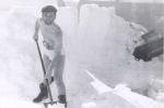 Hammond shoveling snow Devon Island Shoran