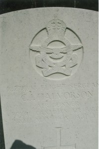  Flight Sergeant C.J. Halvorson, Air Gunner RCAF. Clarence Julius Halvorson was 34 years of age and is commemorated on page 521 of the Second World War Book of Remembrance