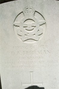 Flying Officer D.A. Fehrman, Air Bomber RCAF. David Arthur Fehrman was 20 years of age and is commemorated on page 514 of the Second World War Book of Remembrance.